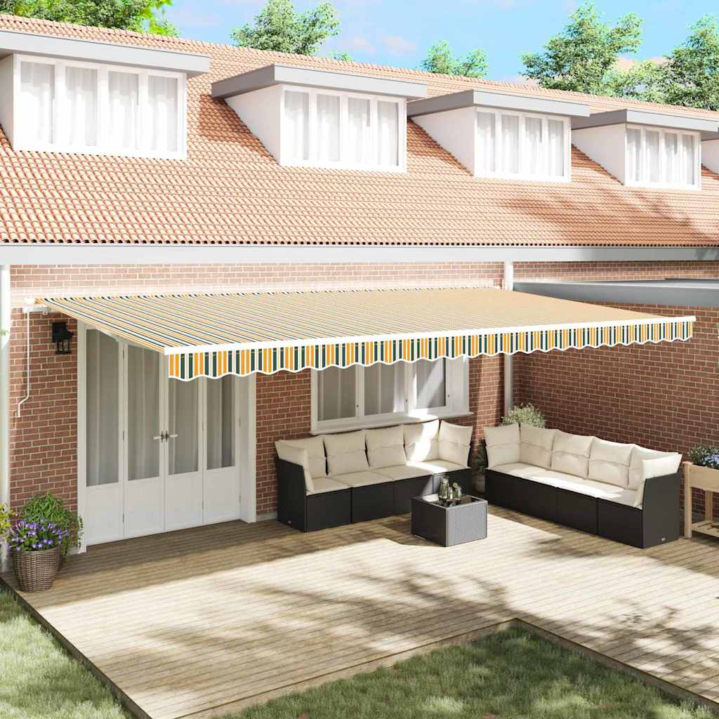 Manual Retractable Awning Green and Yellow 600x300 cm