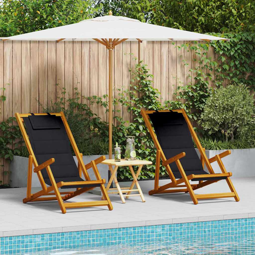BETON Beach Chair with Cushion 2 pcsxx Solid Acacia Wood - Brown