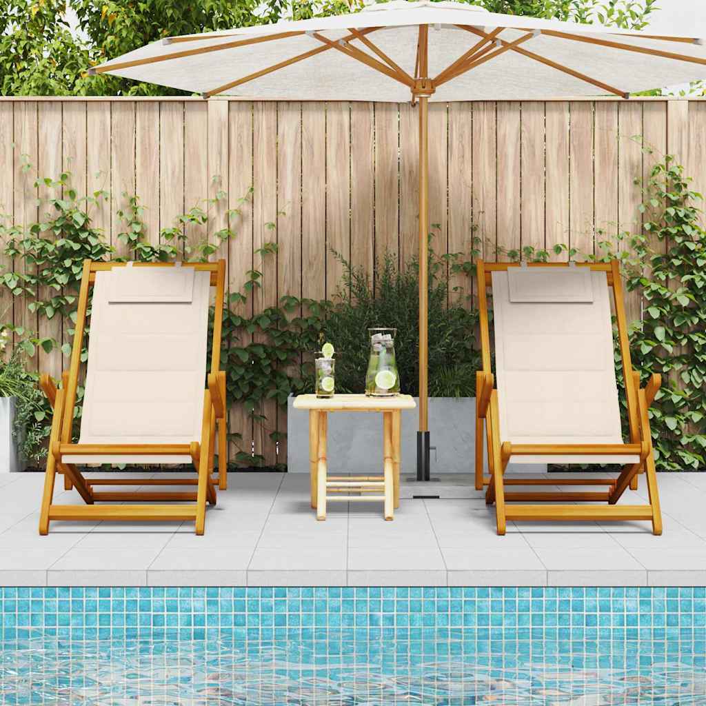 BETON Beach Chair with Cushion 2 pcsxx Solid Acacia Wood - Brown
