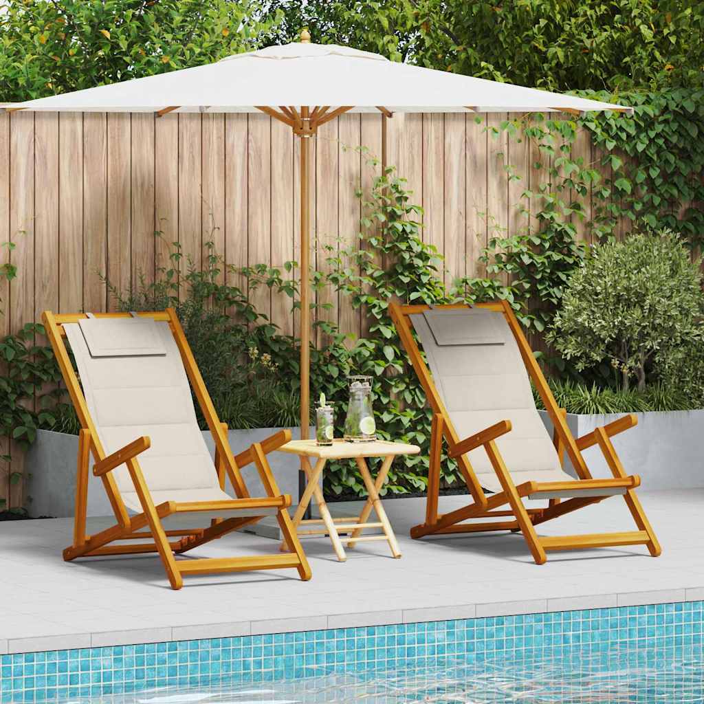 BETON Beach Chair with Cushion 2 pcsxx Solid Acacia Wood - Brown