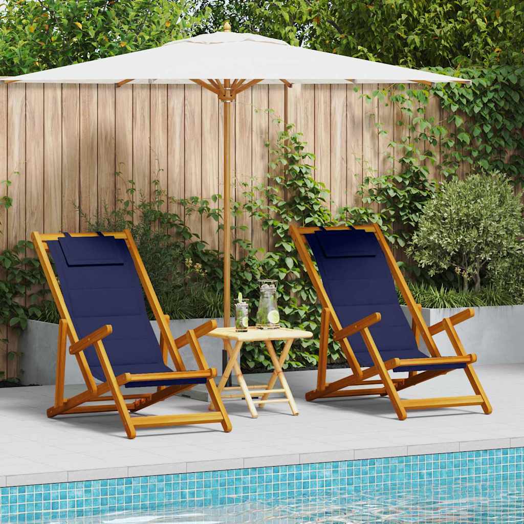 BETON Beach Chair with Cushion 2 pcsxx Solid Acacia Wood - Brown