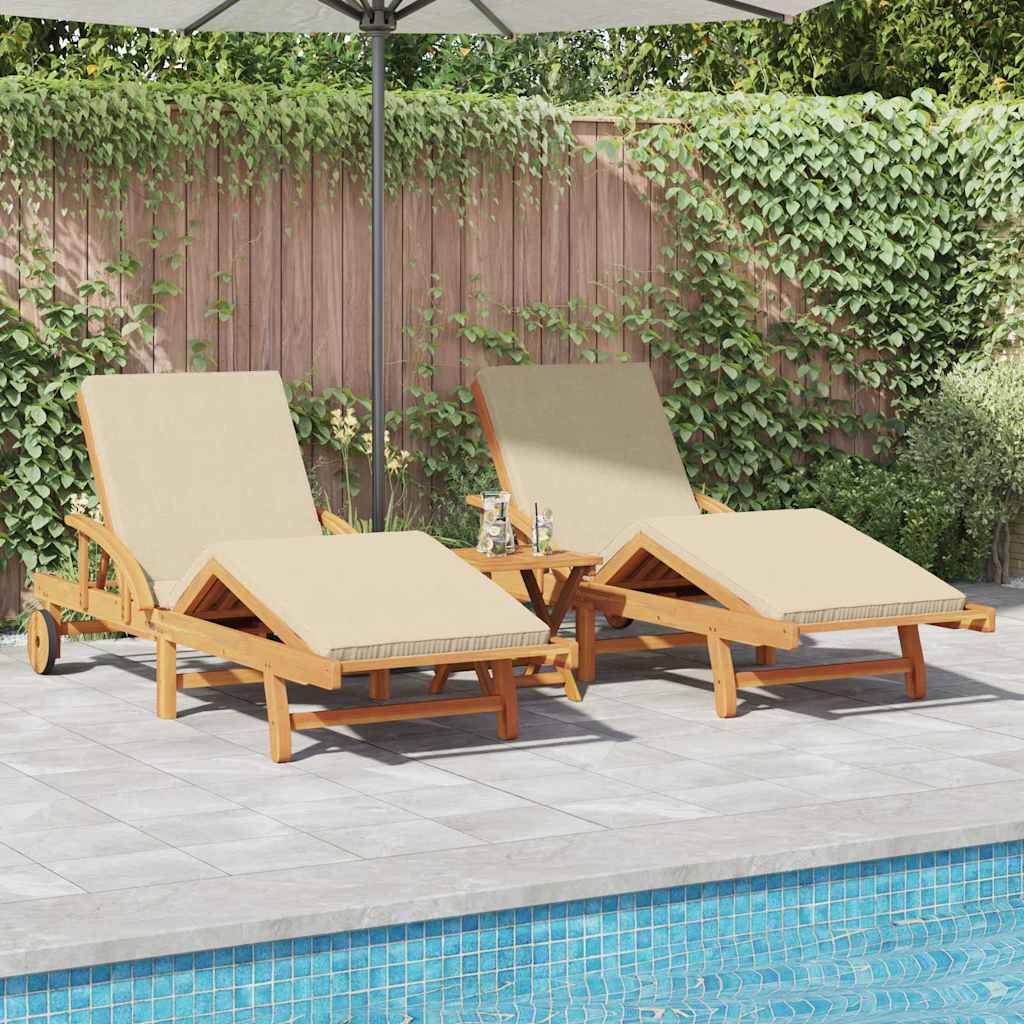 BETON Sun Lounger 2 pcs 200x67x84 cm Acacia Wooden - Beige