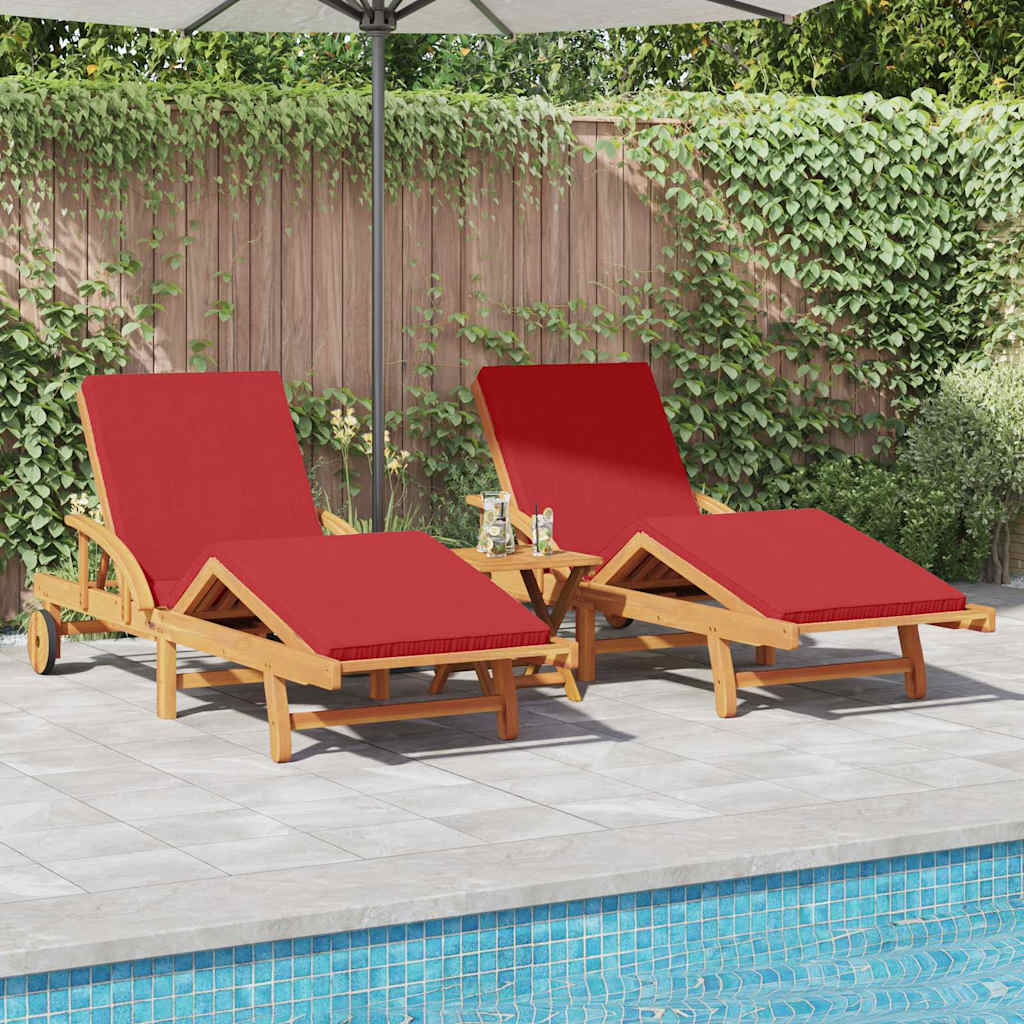 BETON Sun Lounger 2 pcs 200x67x84cm Solid Acacia Wood - Red