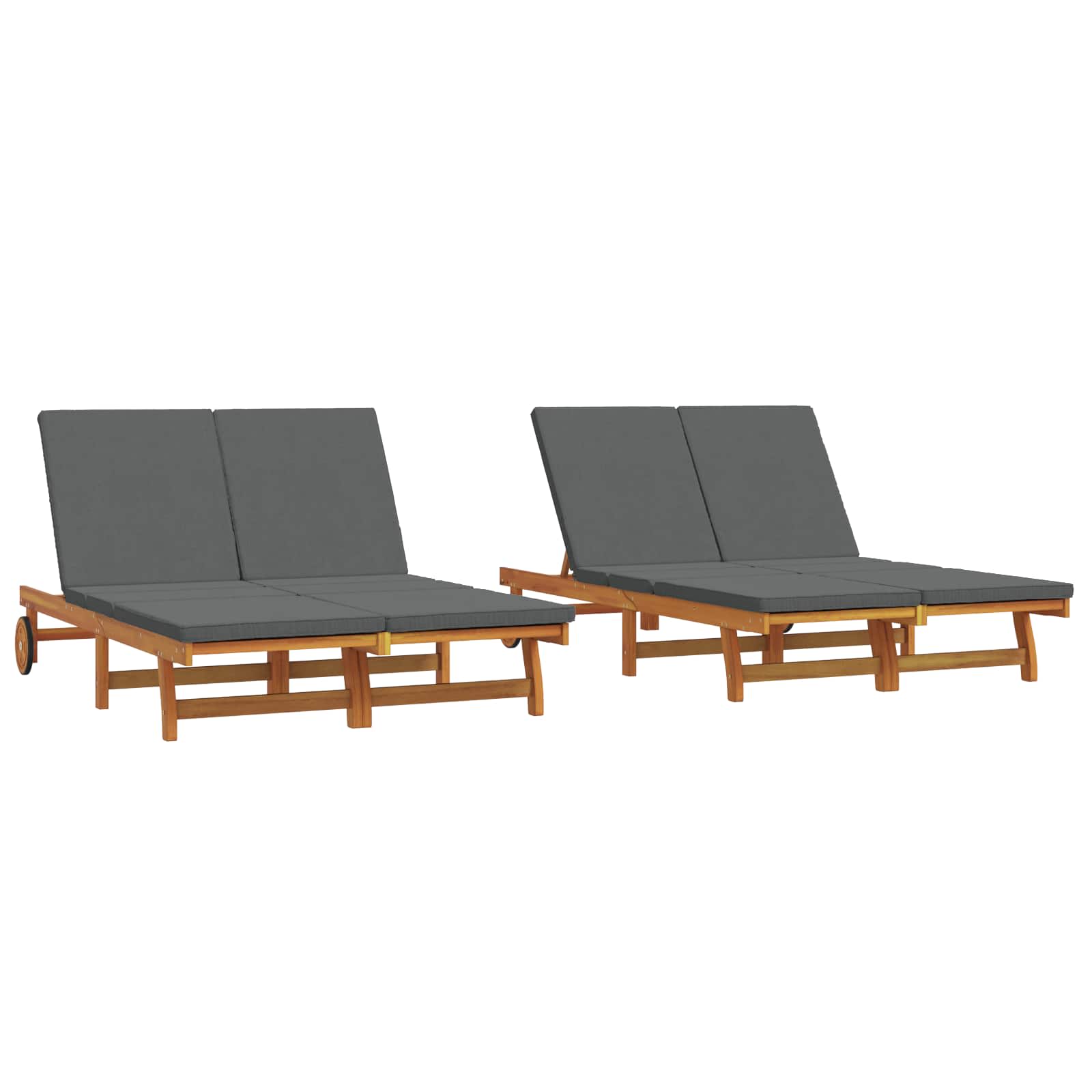 BETON Sun Lounger Reclining 125x200x84 cm Acacia Wooden - Brown