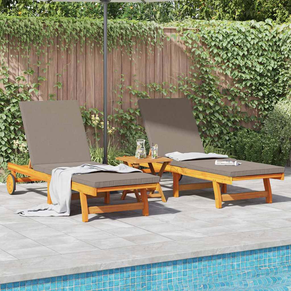 BETON Sun Lounger Reclining 2-person 2 pcs Solid Acacia Wood - Brown