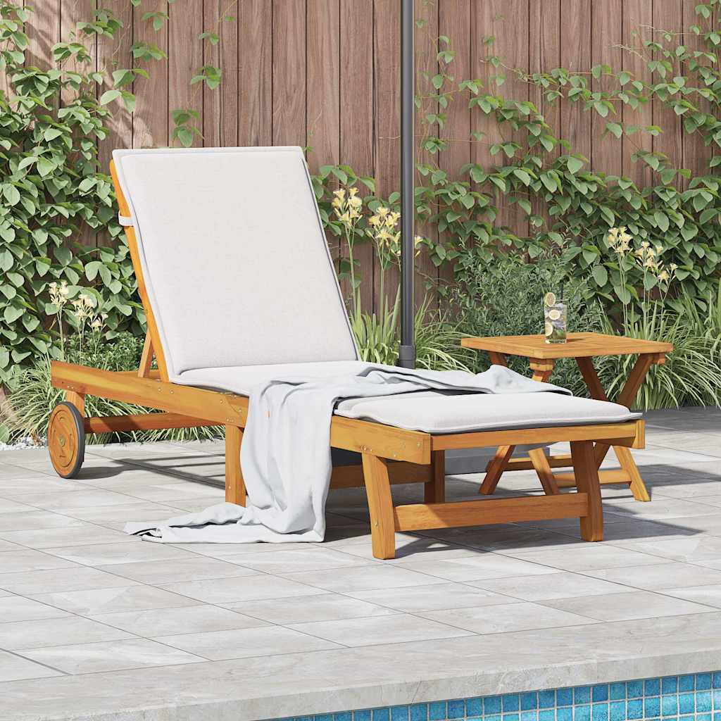BETON Sun Lounger with Table Solid Acacia Wood