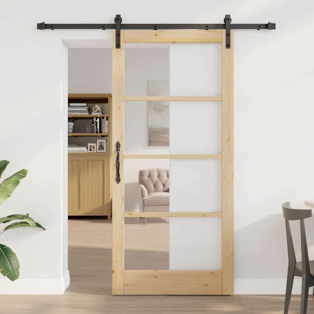 Sliding Door with Hardware Set 'ORKDAL'Solid Wood & Glass