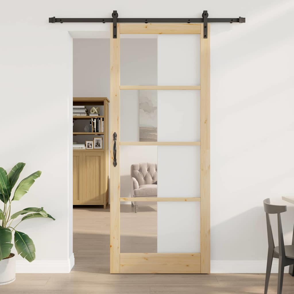 Sliding Door with Hardware Set "ORKDAL" Solid Wood & Glass