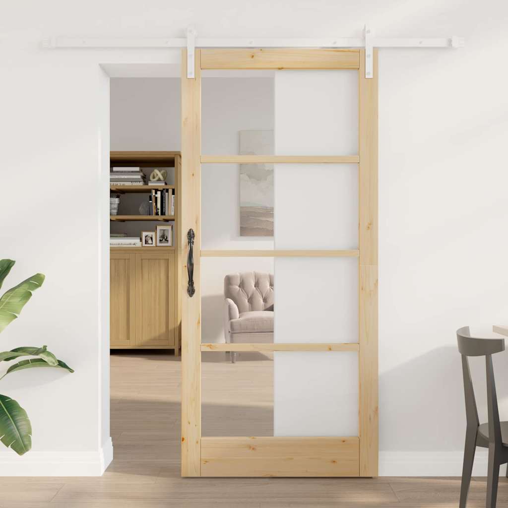 Sliding Door with Hardware Set 'ORKDAL'Solid Wood & Glass