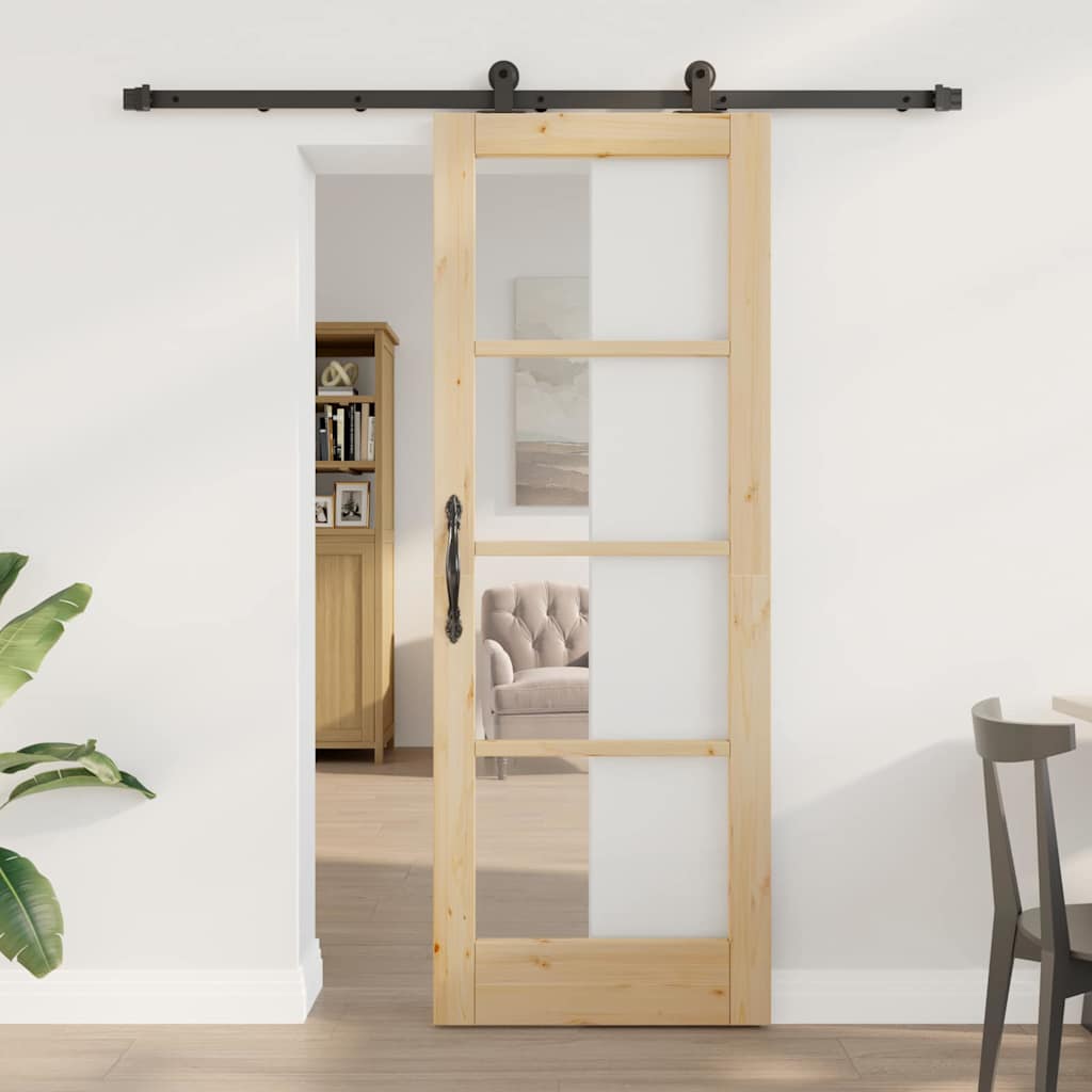 Sliding Door with Hardware Set 'ORKDAL'Solid Wood & Glass