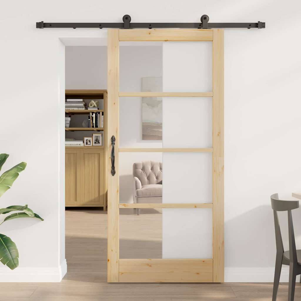 Sliding Door with Hardware Set 'ORKDAL'Solid Wood & Glass