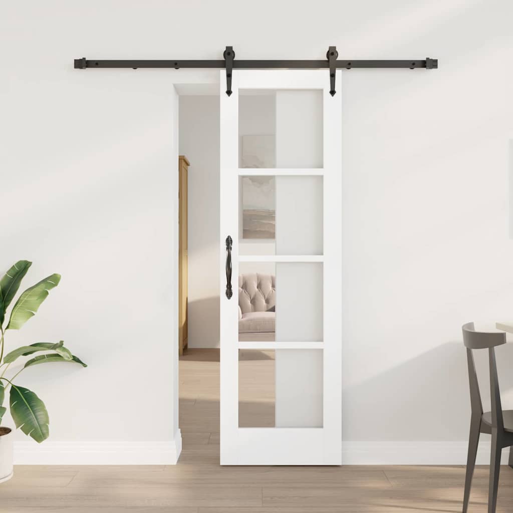 Sliding Door with Hardware Set White 61x198.5 cm Solid Wood Pine