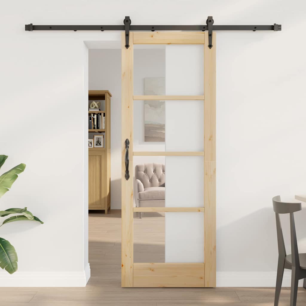 Sliding Door with Hardware Set 73.5x198.5 cm Solid Wood Pine