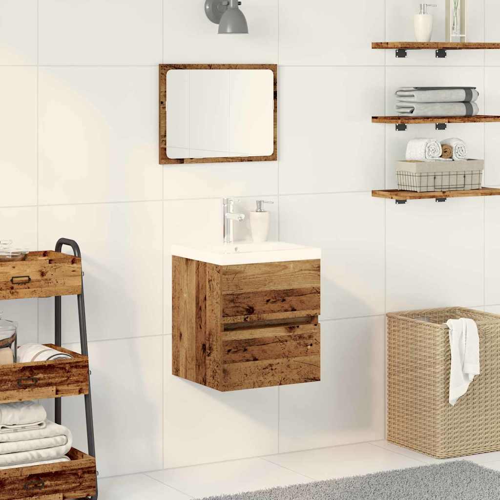 Sink Cabinet with Built-in Basin Black Oak Engineered Wood