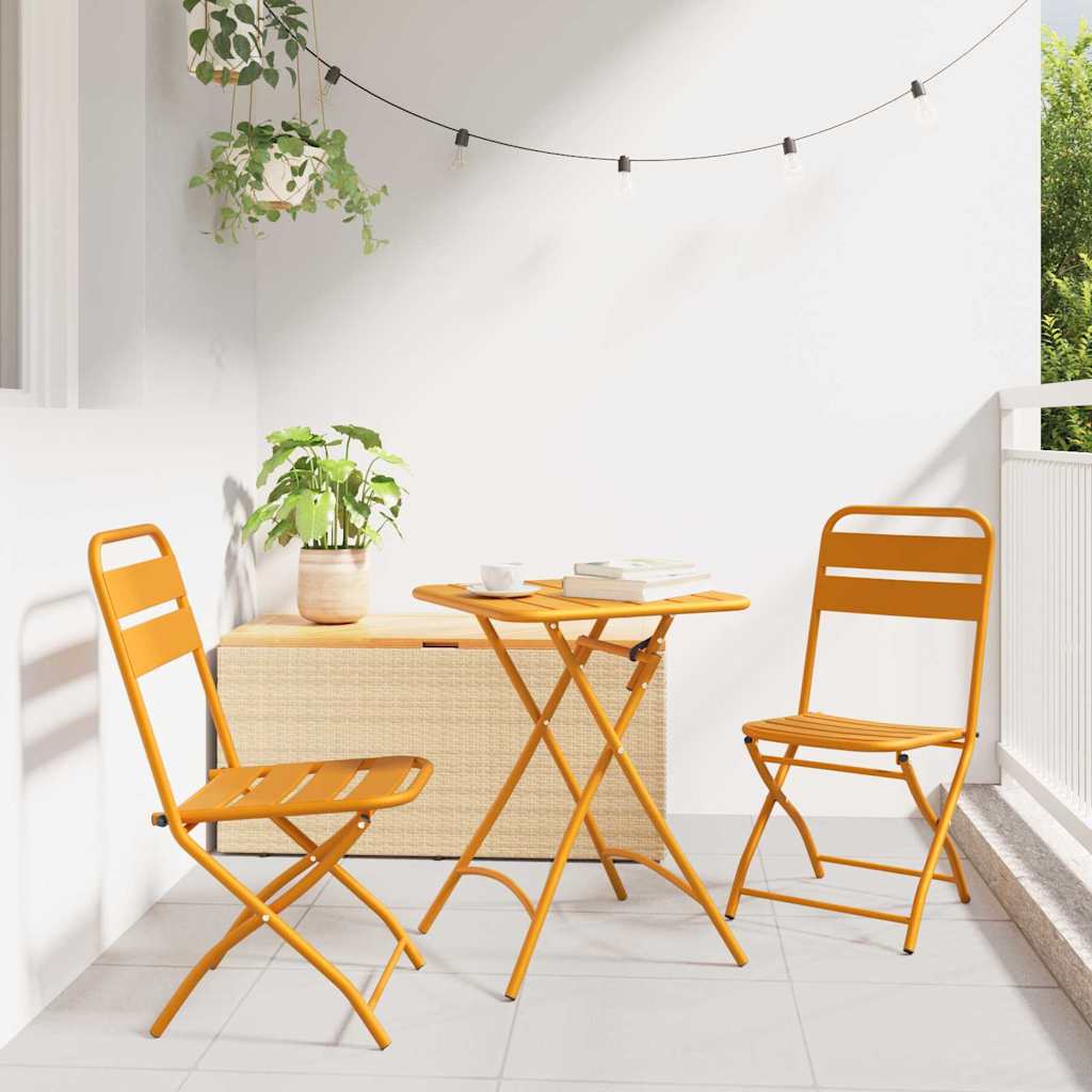 NALOFT Garden Folding Chair Folding 2 pcs Mustard 42x52 x82cm