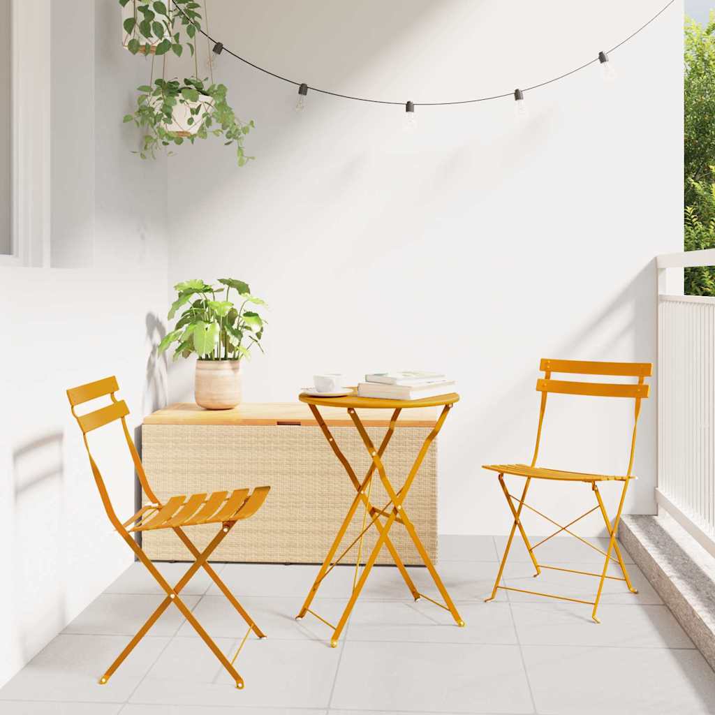 NALOFT Garden Folding Chair Folding 2 pcs Mustard 42x46x82cm Metal