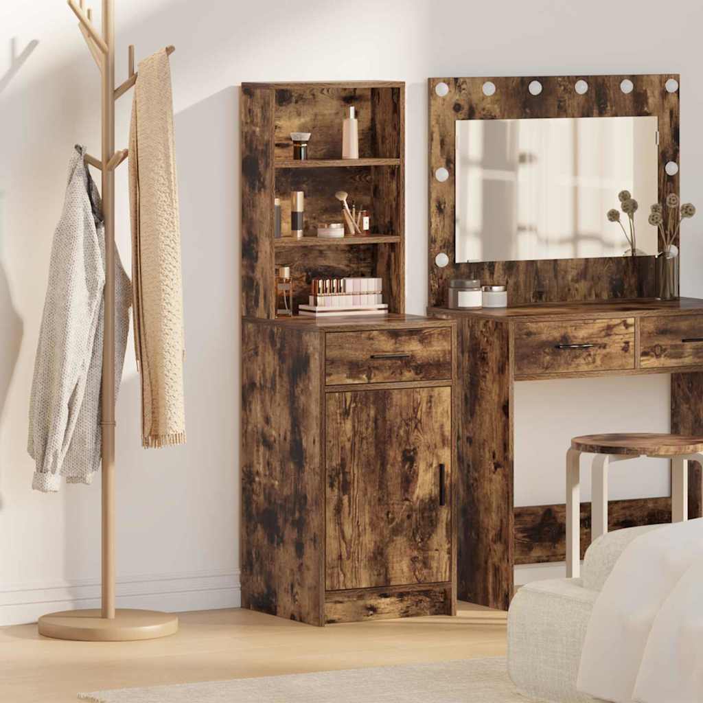 Highboard in Smoked Oak, 40x41x135 cm, Made of Engineered Wood