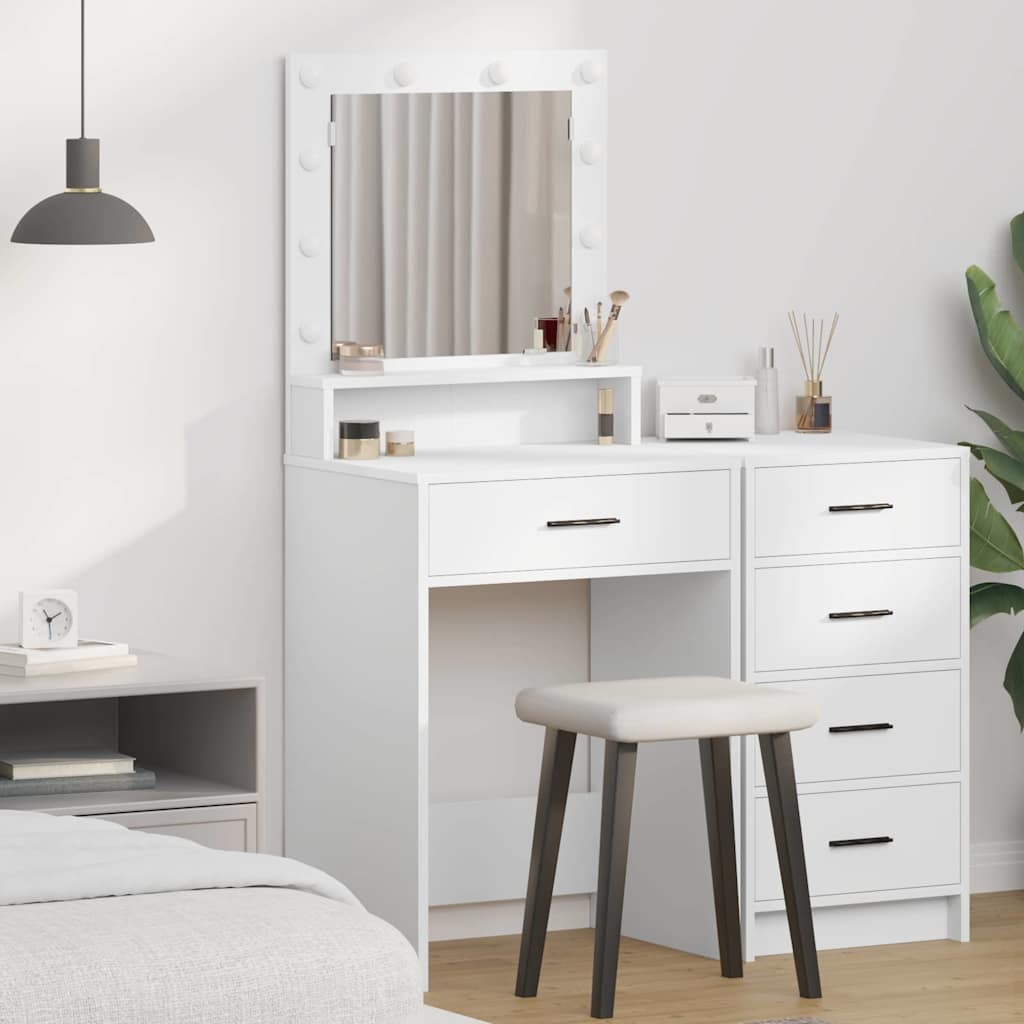 Vanity Table White MDF 50 x 41 x 135 cm Mirror Vanity Table