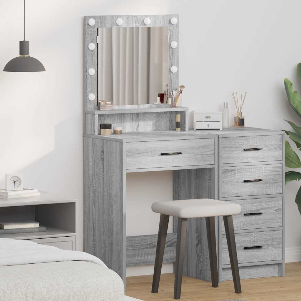 Grey sonoma Particle board 50 x 41 x 135 cm Mirror Vanity Table