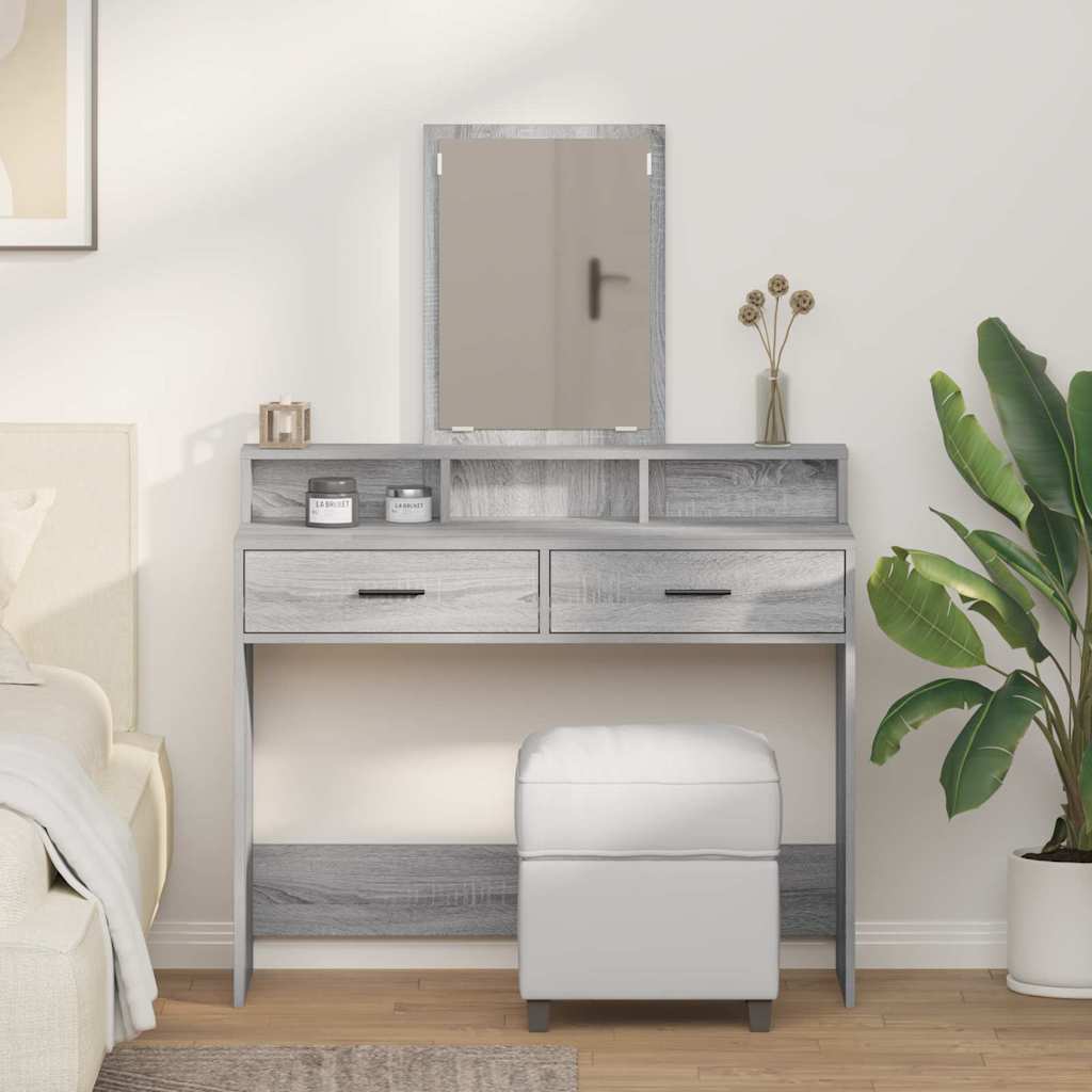 Dressing Table with Drawers Grey Sonoma 100x41x140 cm