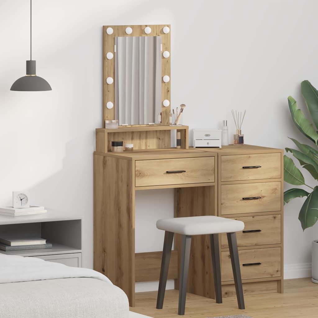 Vanity Table with LED Lights - Artisan Oak, 50x41x140 cm