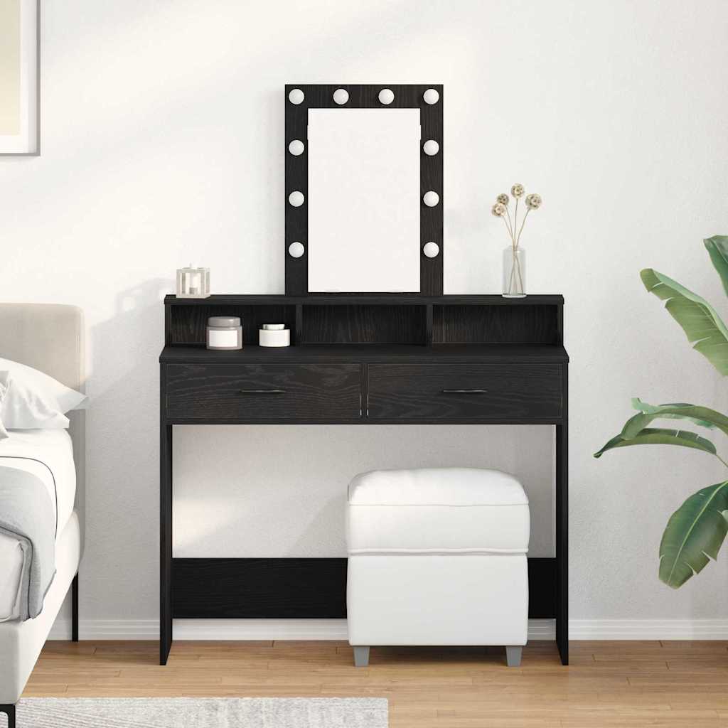 Vanity Table Black oak Engineered wood 100 x 41 x 140 cm Mirror