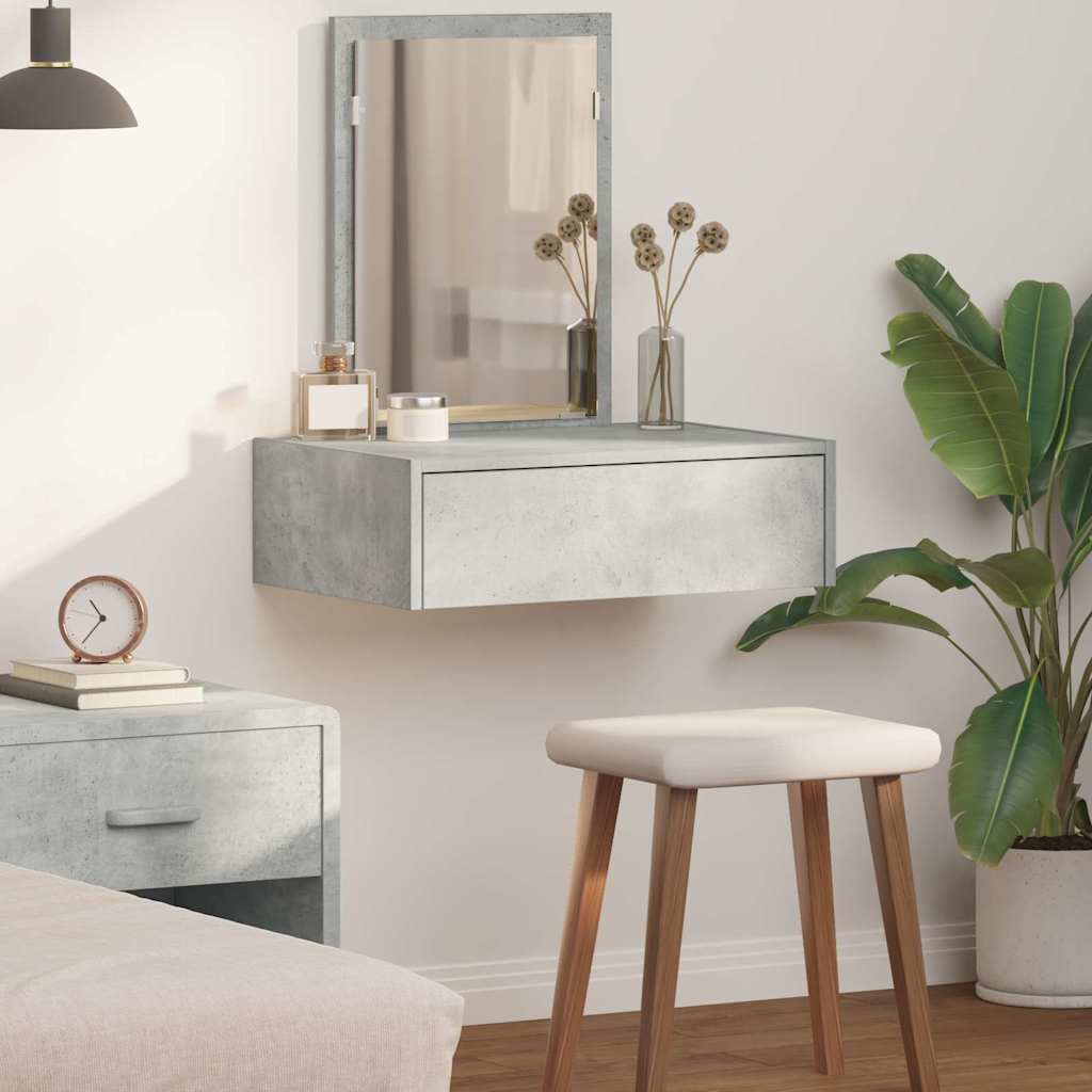 Wall Hanging Dressing Table Concrete Grey 60x40x70 cm