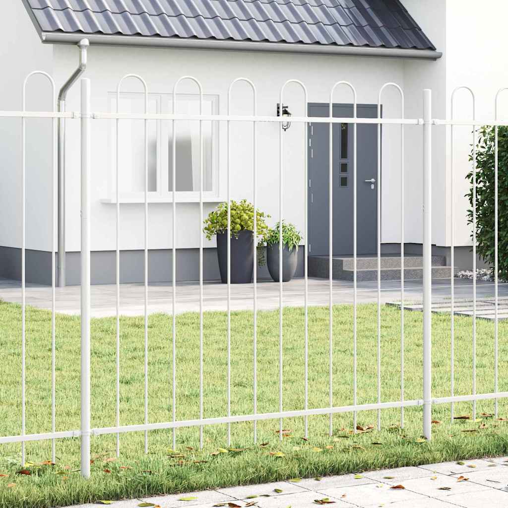 Garden Fence with Hoop Top White 5.1x1.5 m Steel