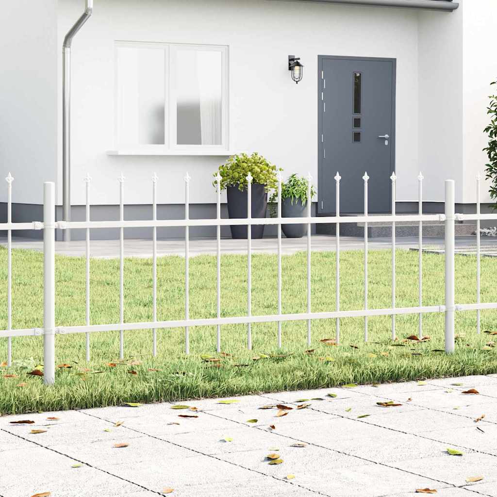 Garden Fence with Spiky Top - White, 8.5 x 0.6 m Steel