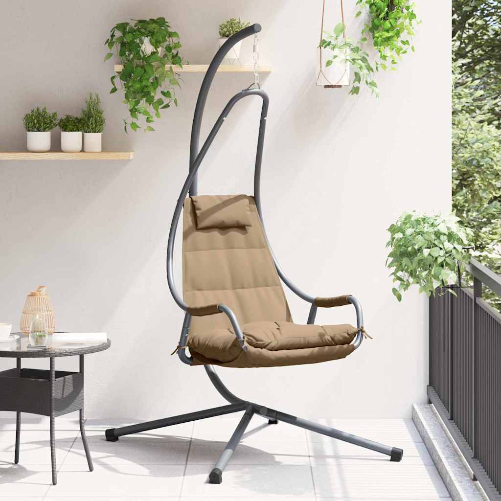 LEAWOD Hanging Egg Chair Folding Taupe 94x107x196.5 cm Steel