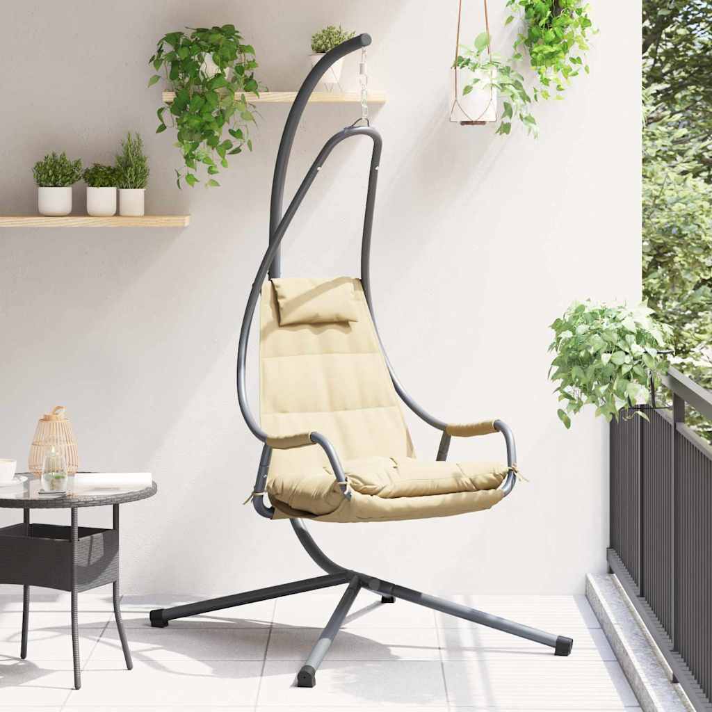 LEAWOD Hanging Egg Chair Folding 94x107x196.5 cm Steel - Beige