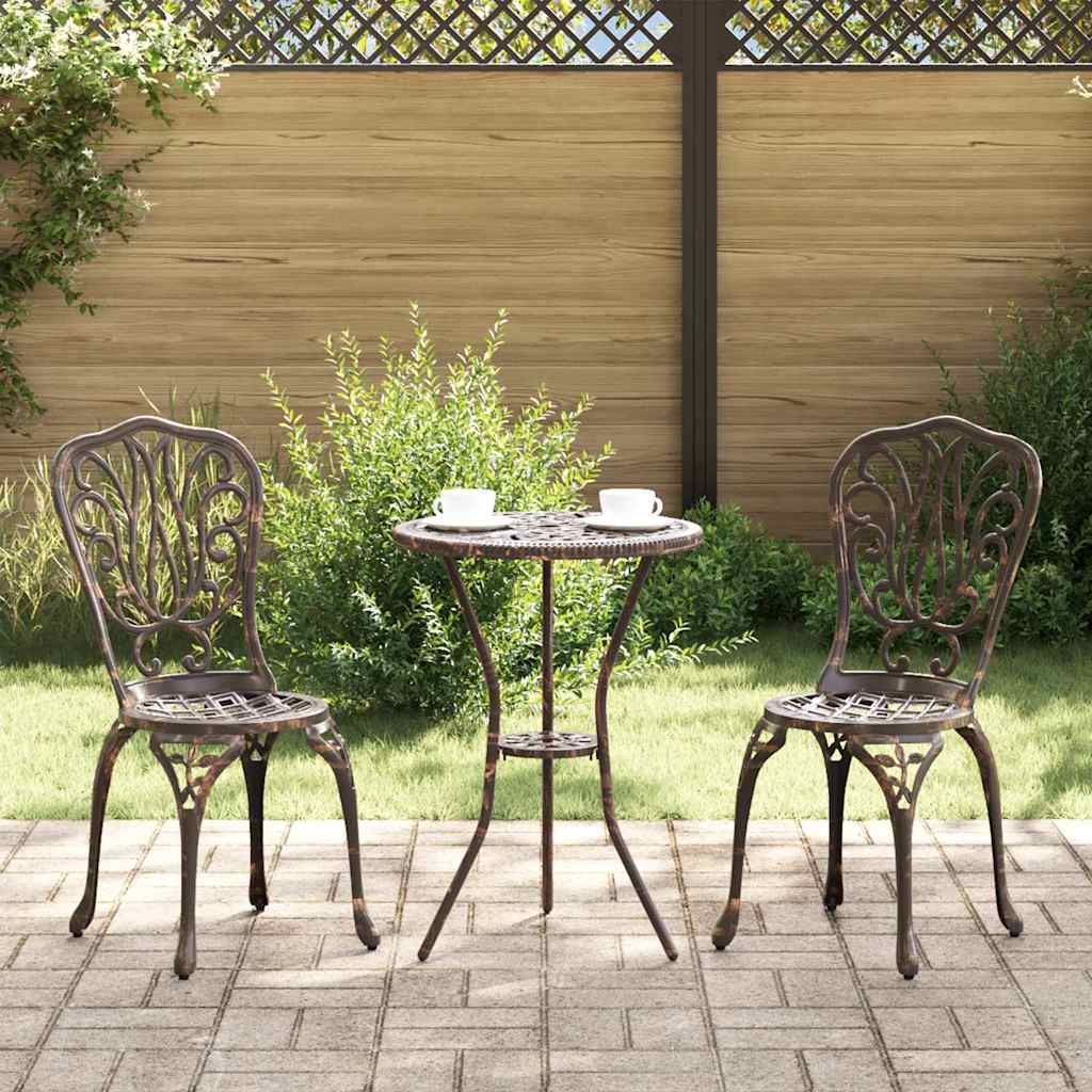 FRLOFT Garden Bistro Set 3 pcs Bronze Aluminium