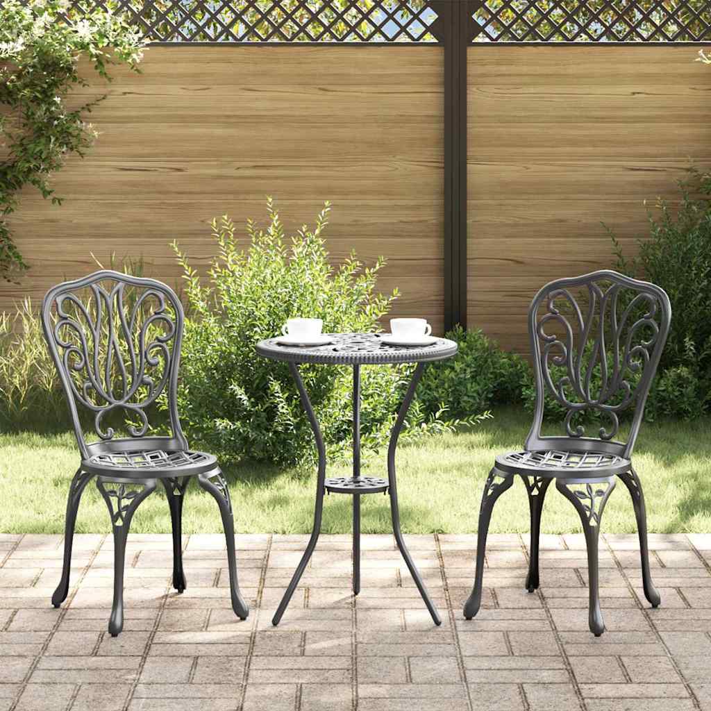 FRLOFT Garden Bistro Set 3 pcs Aluminium - Black
