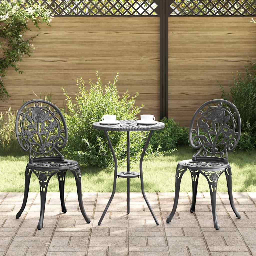 FRLOFT Garden Bistro Set 3 pcs Aluminium - Black