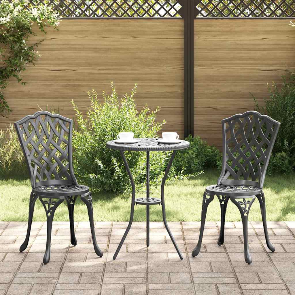 FRLOFT Garden Bistro Set 3 pcs Aluminium - Black