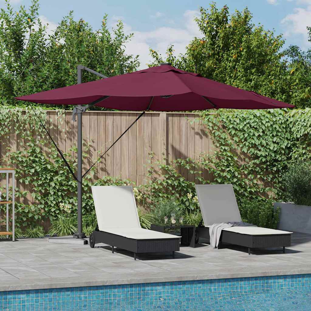 SERIDG Umbrella with LED Strip Lights Bordeaux 352x251x265 cm - Red