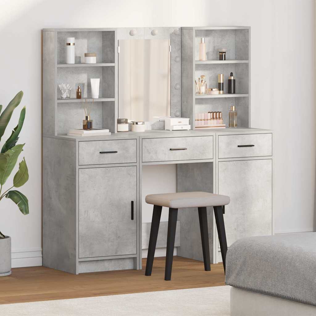 3 Piece Dressing Table Set Concrete Grey Engineered Wood