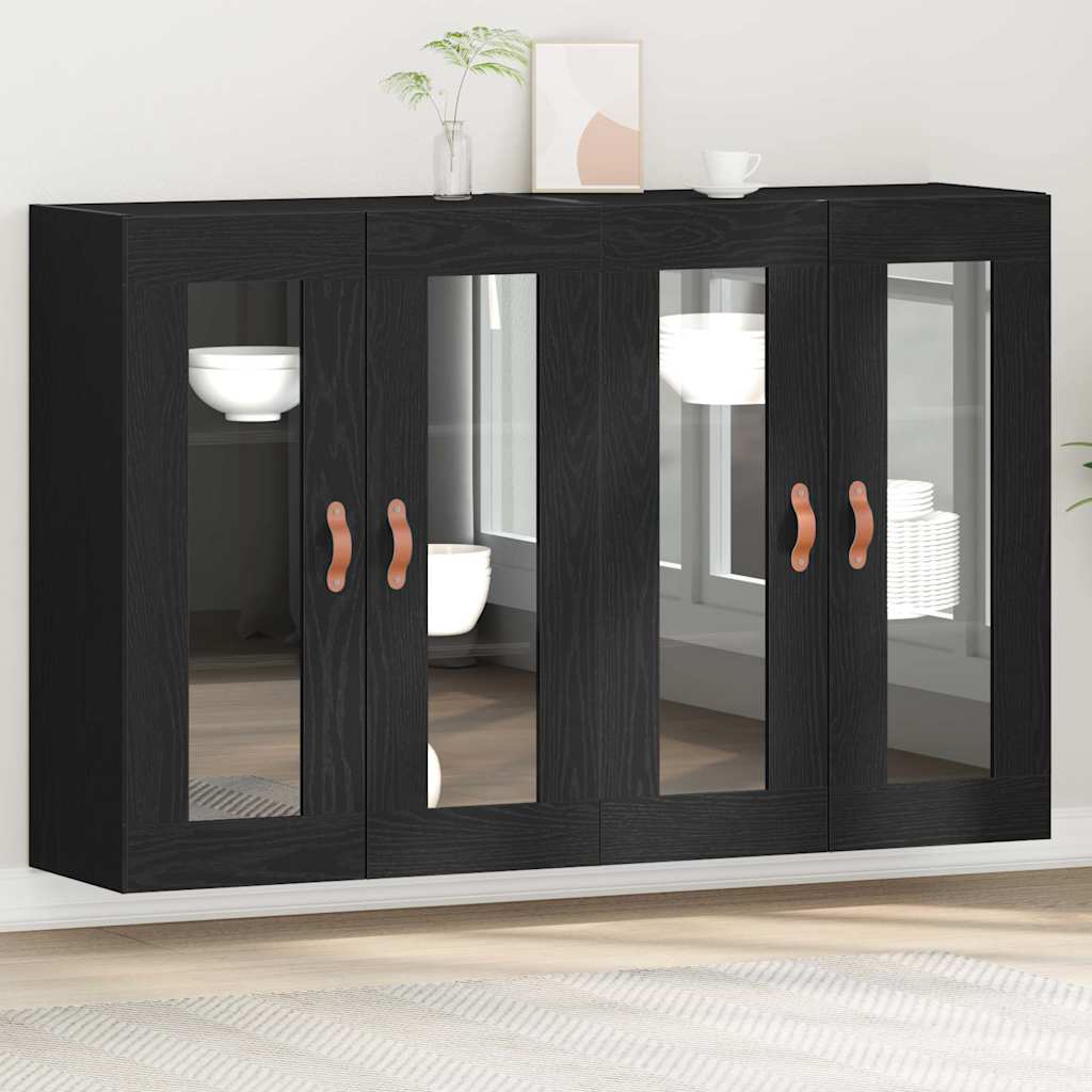 Wall Mounted Cabinets 2 pcs Black Oak 69,5x34x90 cm Engineered Wood