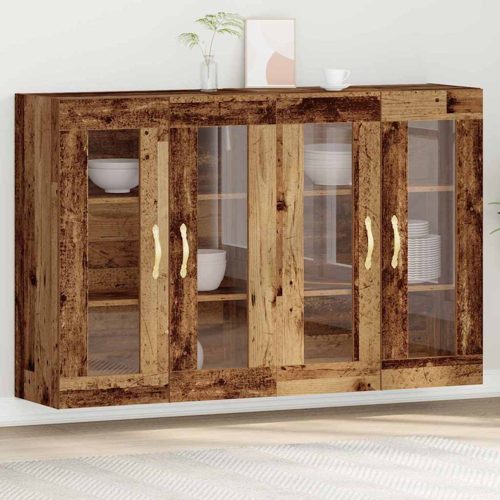 Wall Mounted Cabinets 2 pcs Old Wood 69,5x34x90 cm Engineered Wood