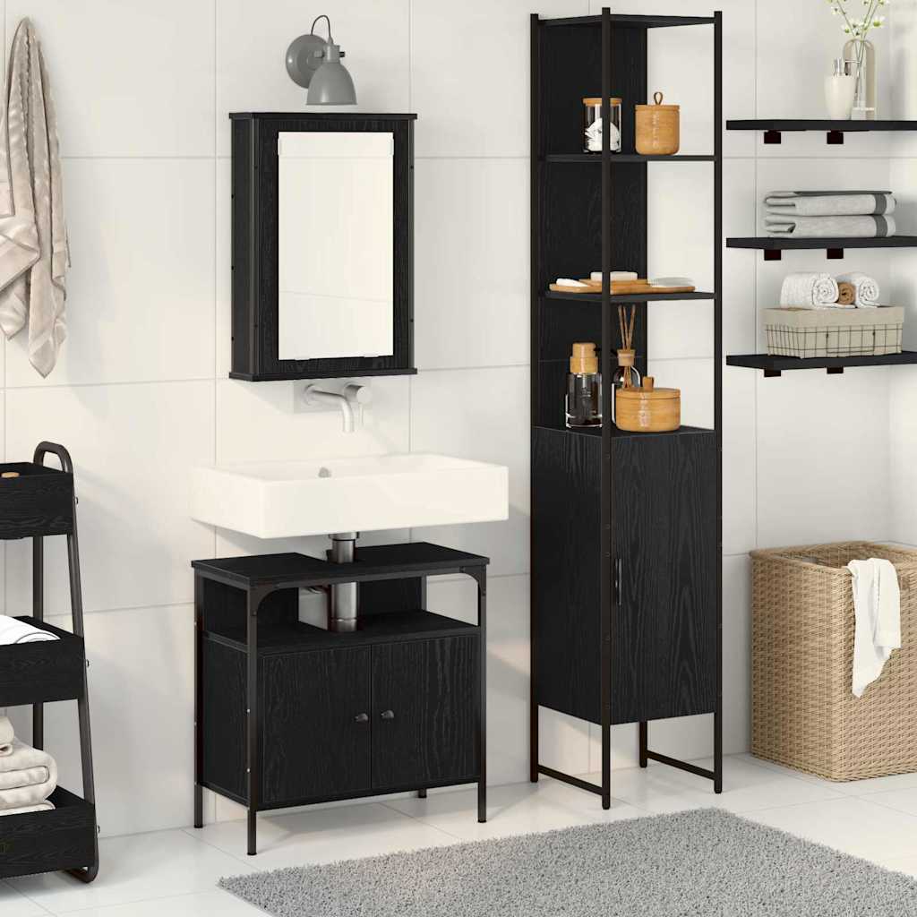 3 Piece Bathroom Furniture Set in Black Oak - Engineered Wood