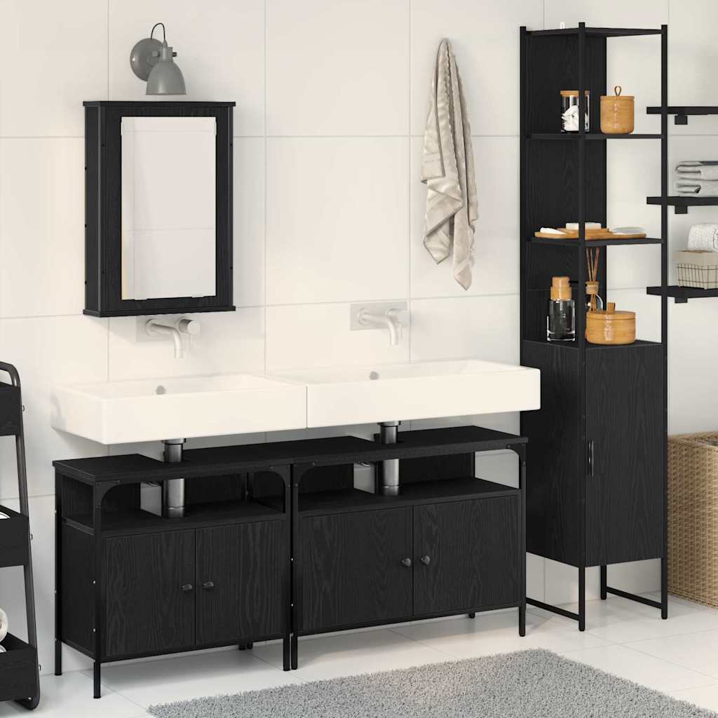 4 Piece Bathroom Furniture Set in Black Oak - Engaging Engineered Wood