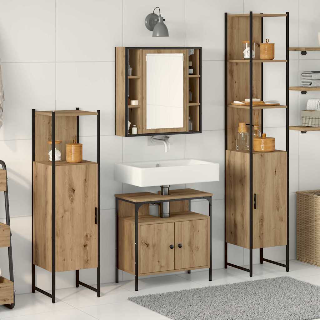 4 Piece Bathroom Furniture Set in Artisan Oak Engineered Wood