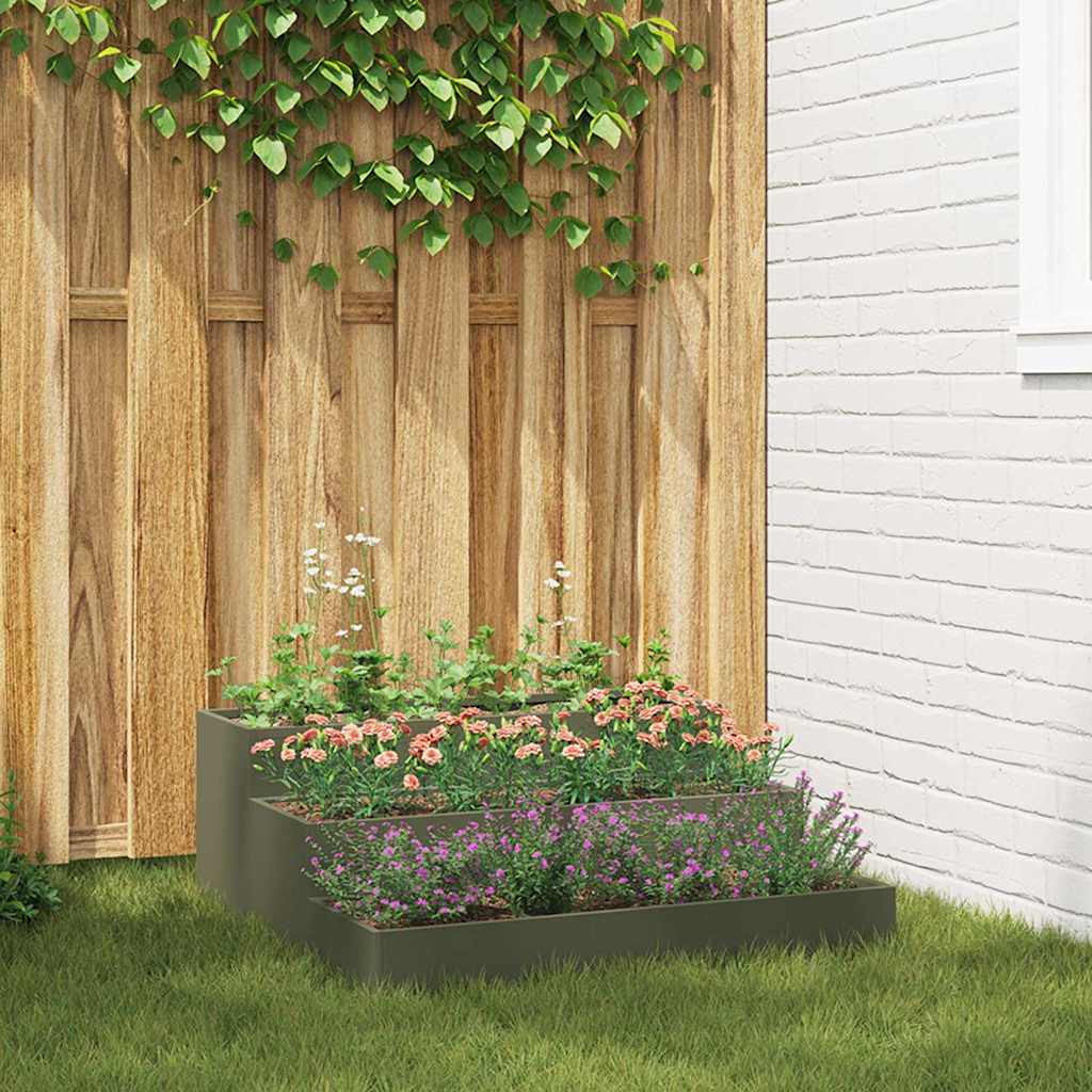 REHAL Garden Planter Olive 90x90x35 cm Cold-rolled Steel - Green