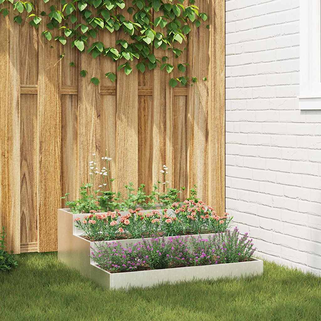 REHAL Garden Planter 90x90x35 cm Stainless Steel - Silver