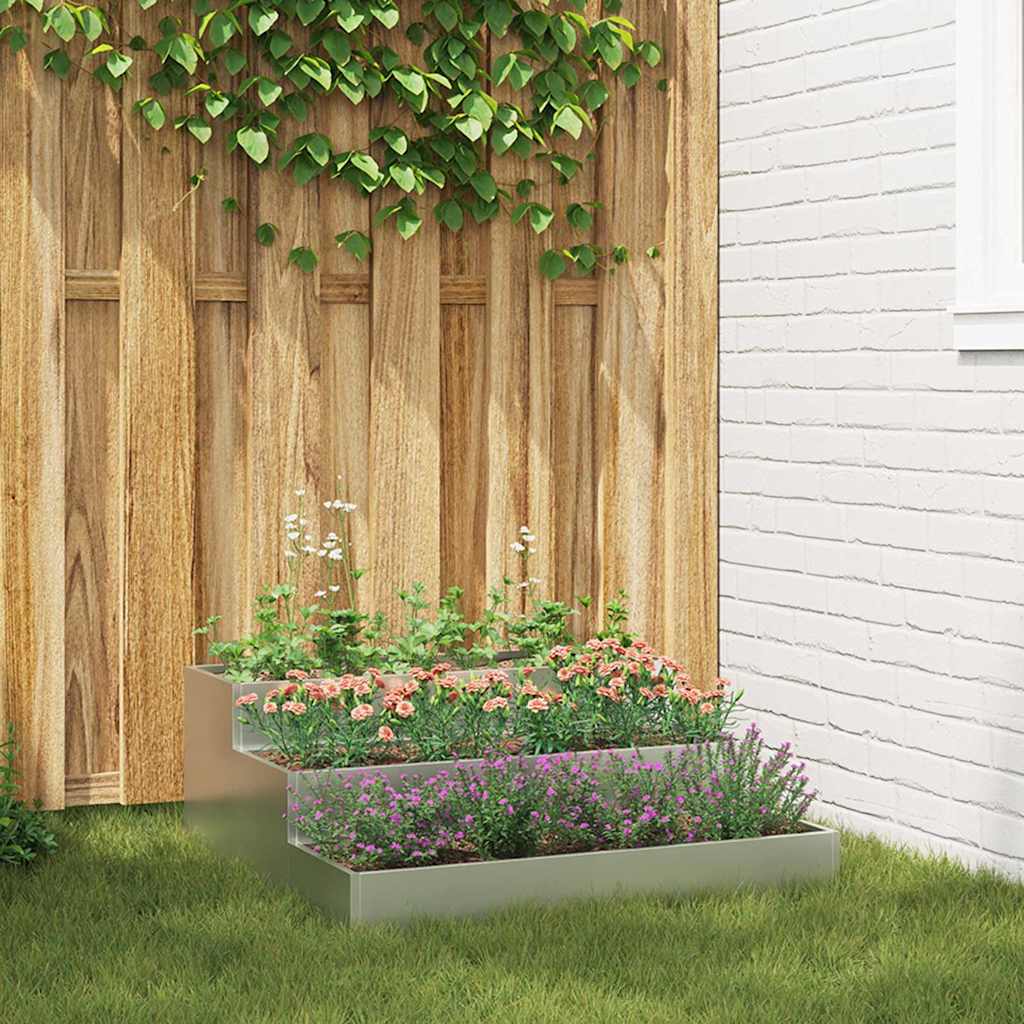 REHAL Garden Planter 90x90x35 cm Galvanised Steel - Silver