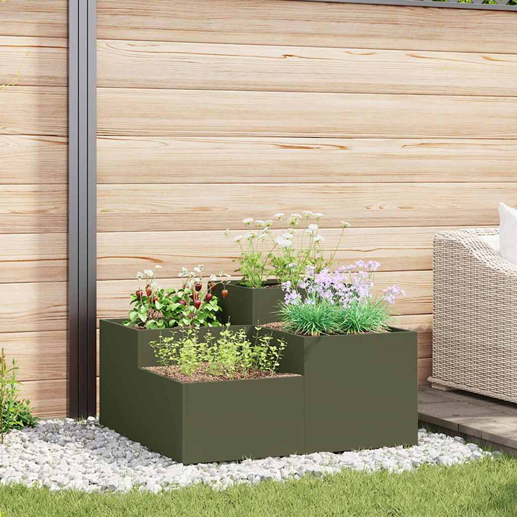 REHAL Garden Planter Olive 80x80x48 cm Steel - Green