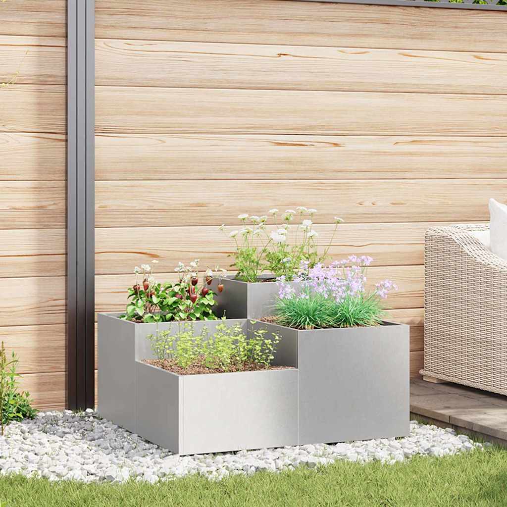 REHAL Garden Planter 80x80x48 cm Stainless Steel - Silver