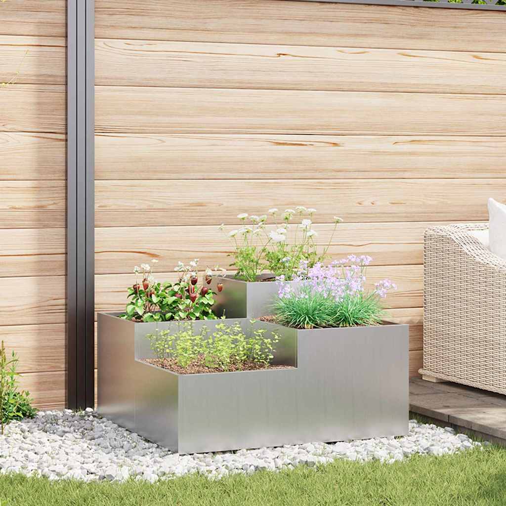 REHAL Garden Planter 100x100x48 cm Galvanised Steel - Silver