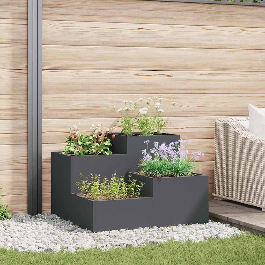 REHAL Garden Planter Anthracite 80x80x60 cm Steel