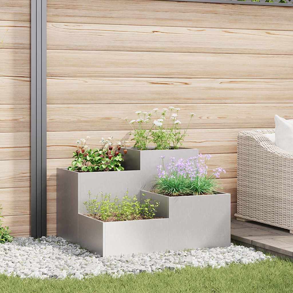 REHAL Garden Planter 80x80x60 cm Stainless Steel - Silver